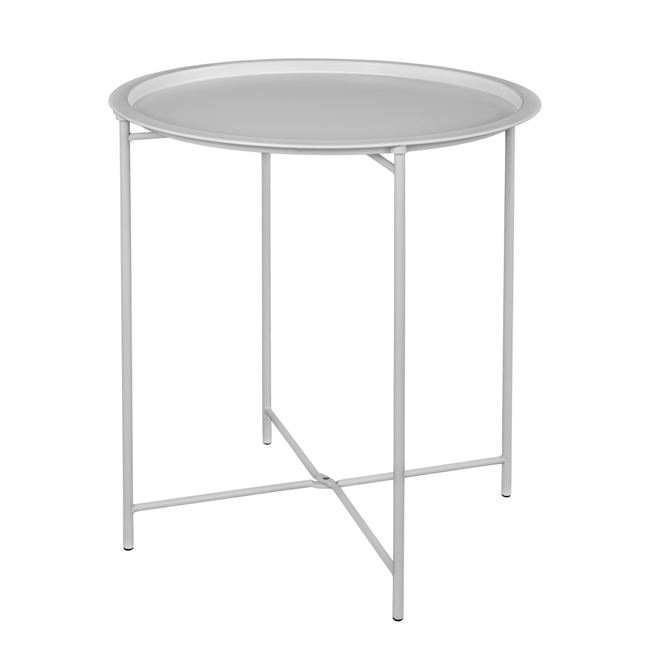 Τραπέζι βοηθητικό πτυσσόμενο μεταλλικό σε λευκό χρώμα Φ46x52