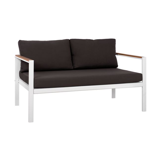 Καναπές διθέσιος αλουμινίου-polywood σε λευκό-σκούρο γκρι χρώμα 144x70x85