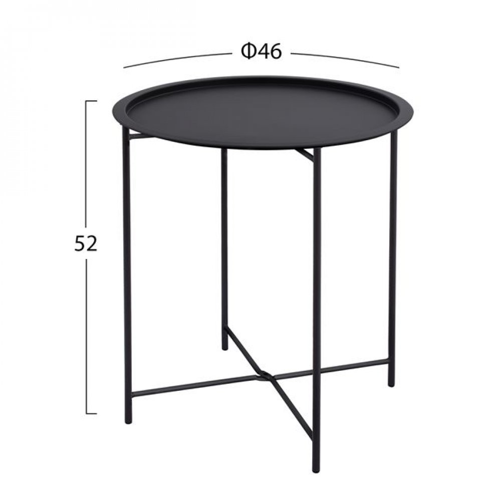 Τραπέζι πτυσσόμενο από μέταλλο σε μαύρο χρώμα Φ45x52