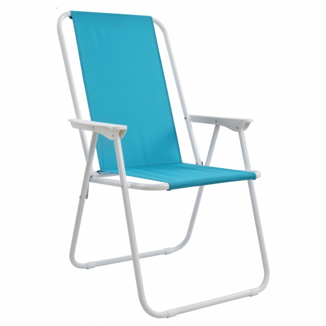 Καρέκλα πτυσσόμενη "DEVAL" από μέταλλο/ύφασμα σε λευκό/γαλάζιο χρώμα 52x62x83