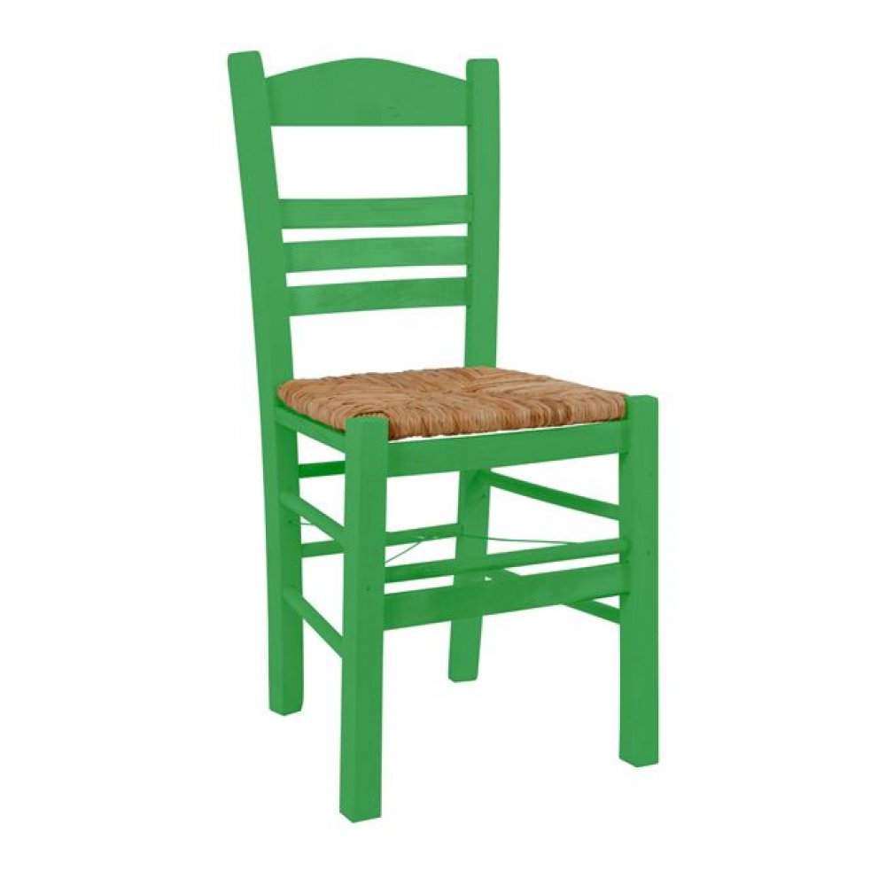 Καρέκλα καφενείου από ξύλο οξιάς/ψάθα σε χρώμα πράσινο 40,5x43x88