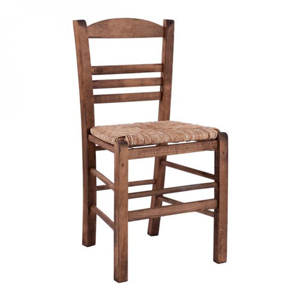 Καρέκλα από μασίφ ξύλο/ψάθα σε χρώμα καρυδί 40,5x43x88