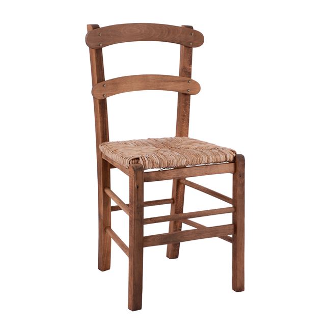 Καρέκλα καφενείου από μασίφ ξύλο/ψάθα σε χρώμα καρυδί 40,5x41,5x88