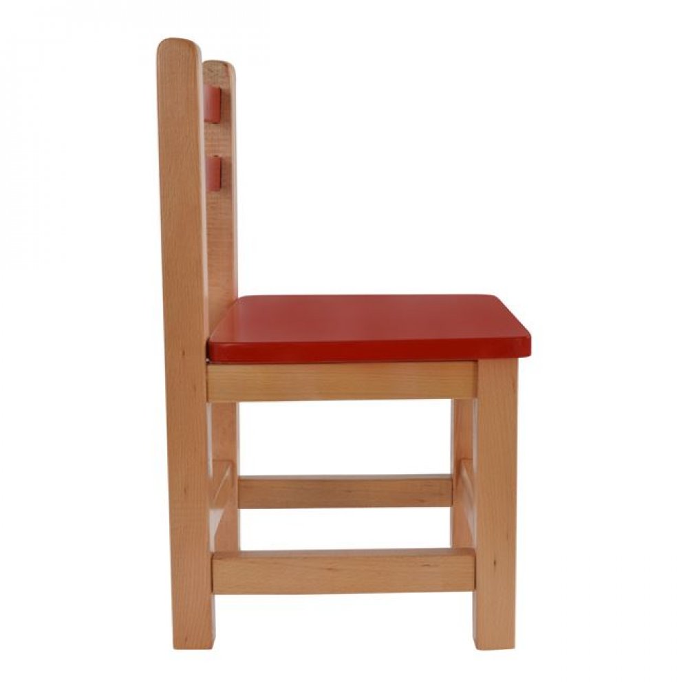 Καρεκλάκι παιδικό από mdf σε χρώμα φυσικό/κόκκινο 32x34x57,5
