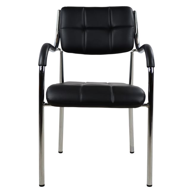 Πολυθρόνα επισκέπτη "OBERON" από μέταλλο/PU σε χρώμα μαύρο 54x52x87