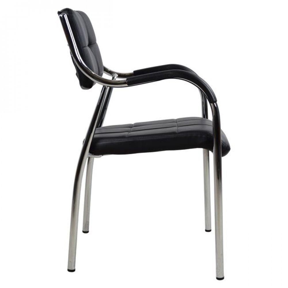 Πολυθρόνα επισκέπτη "OBERON" από μέταλλο/PU σε χρώμα μαύρο 54x52x87