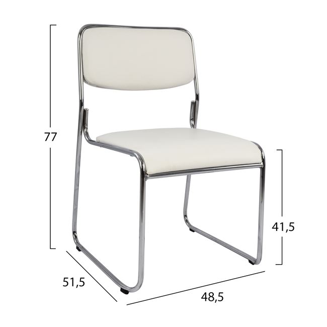 Καρέκλα επισκέπτη από μέταλλο/PU σε χρώμα λευκό 48,5x51,5x77