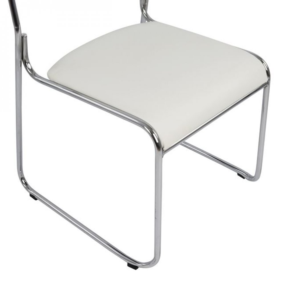 Καρέκλα επισκέπτη "MABEL" από μέταλλο/PU σε χρώμα λευκό 48,5x51,5x77