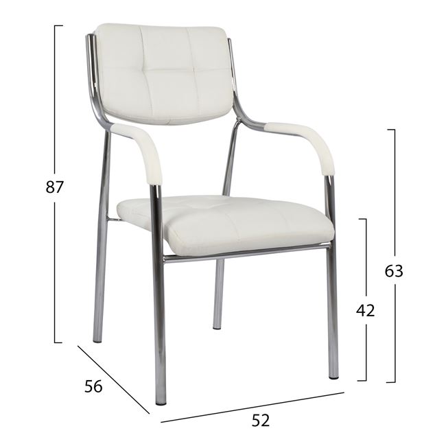 Καρέκλα επισκέπτη από PU/μέταλλο σε χρώμα λευκό 52x56x87