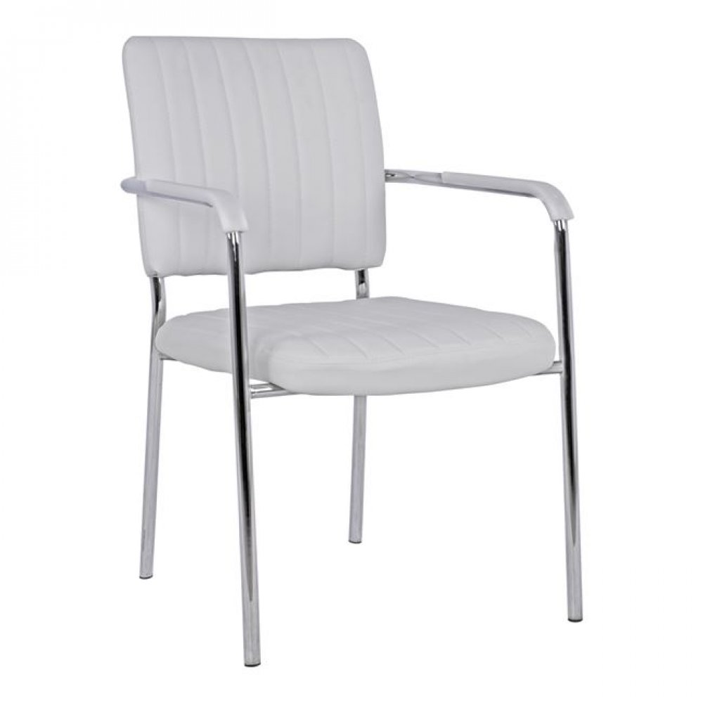 Πολυθρόνα επισκέπτη "QUESTA" από μέταλλο/PU σε χρώμα λευκό 56,5x59x85
