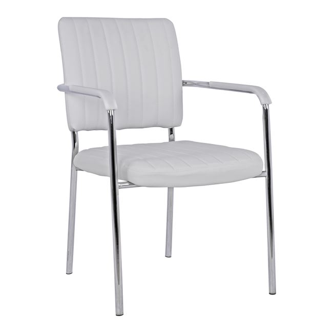 Πολυθρόνα επισκέπτη "QUESTA" από μέταλλο/PU σε χρώμα λευκό 56,5x59x85