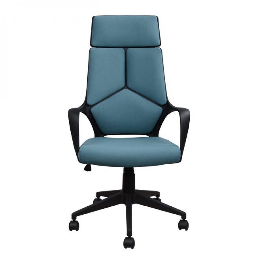 Πολυθρόνα γραφείου από PP/ύφασμα σε χρώμα σιέλ/μαύρο 64x61x126