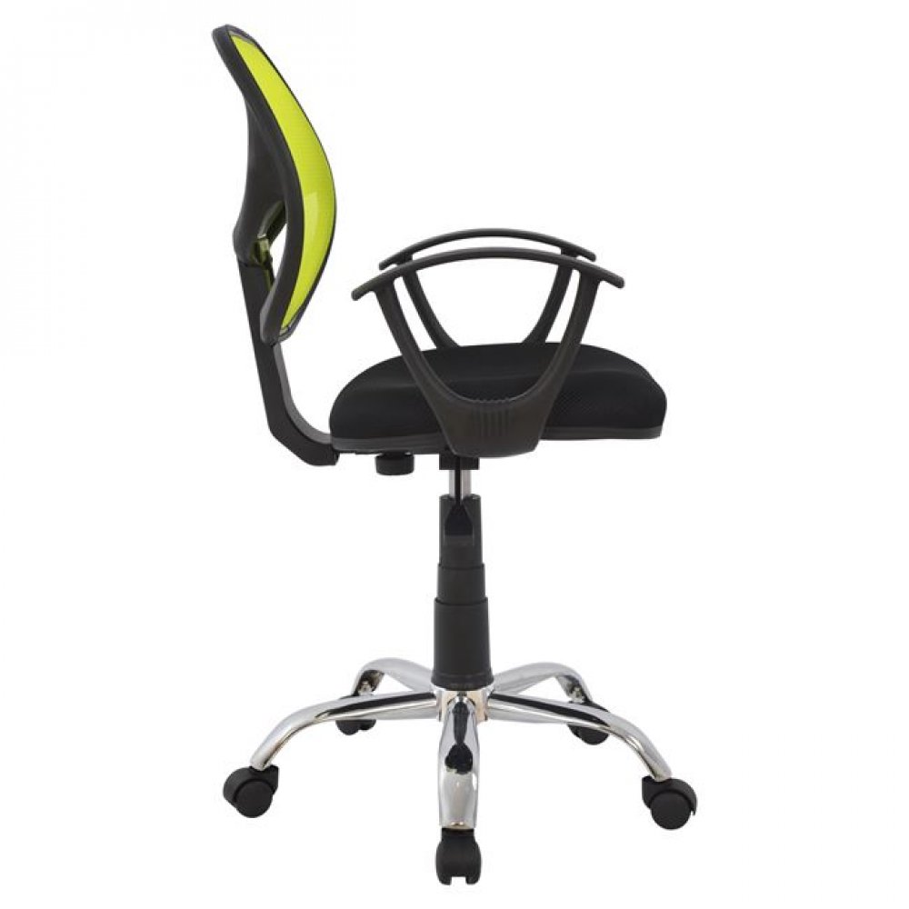 Πολυθρόνα εργασίας από ύφασμα mesh σε χρώμα λαχανί/μαύρο 56x53,5x100