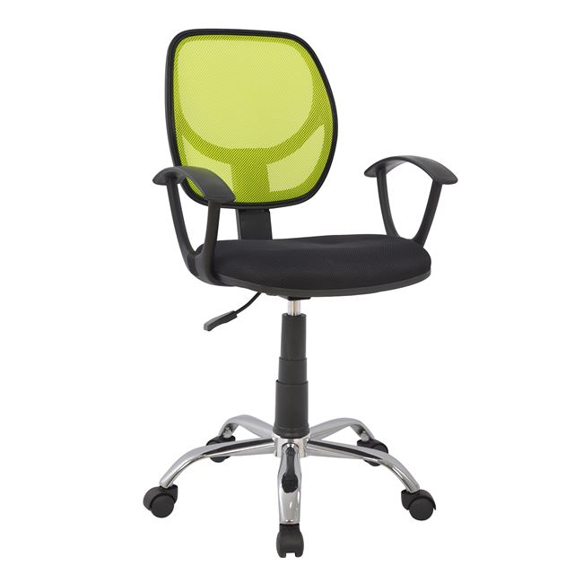 Πολυθρόνα εργασίας από ύφασμα mesh σε χρώμα λαχανί/μαύρο 56x53,5x100