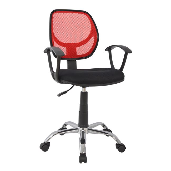 Πολυθρόνα γραφείου από ύφασμα σε χρώμα κόκκινο/μαύρο 56x53,5x100