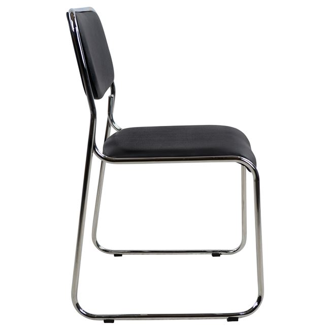 Καρέκλα επισκέπτη από μέταλλο/PU σε χρώμα μαύρο/ασημί 47x48x78