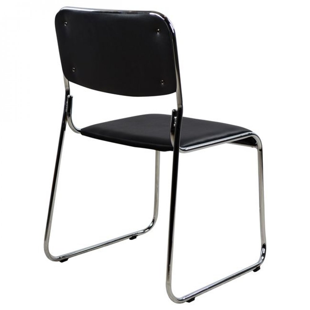 Καρέκλα επισκέπτη "MABEL" από μέταλλο/PU σε χρώμα μαύρο/ασημί 47x48x78