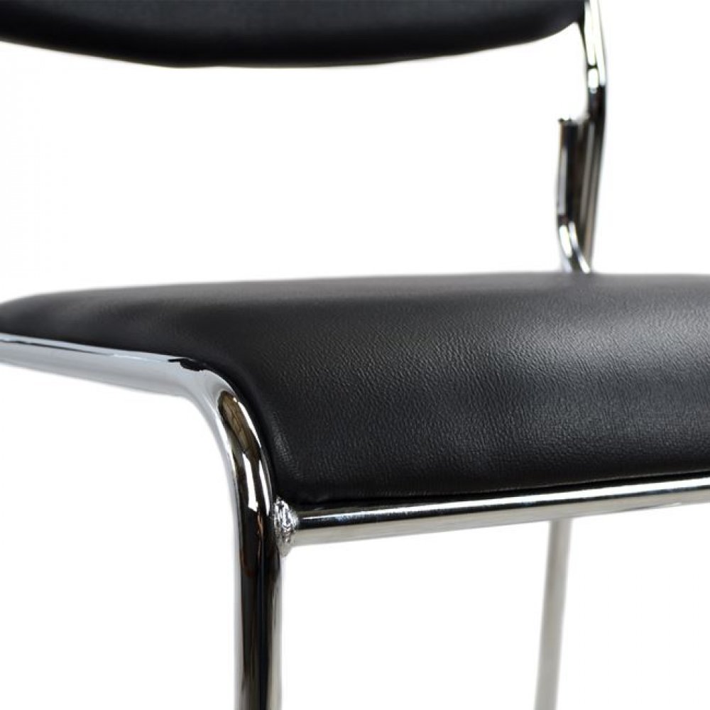 Καρέκλα επισκέπτη "MABEL" από μέταλλο/PU σε χρώμα μαύρο/ασημί 47x48x78
