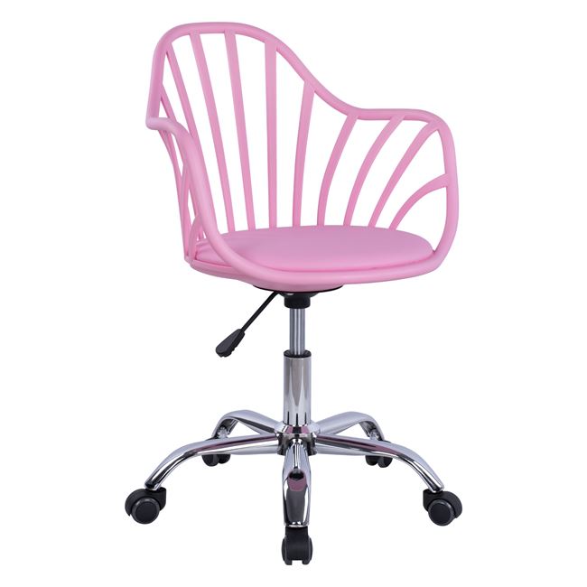 Πολυθρόνα γραφείου "BECKY" από PP/μέταλλο  σε χρώμα ροζ 57x58x93