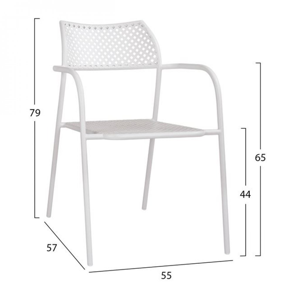 Καρέκλα κήπου "THETIS" μεταλλική σε χρώμα λευκό 55x57x79