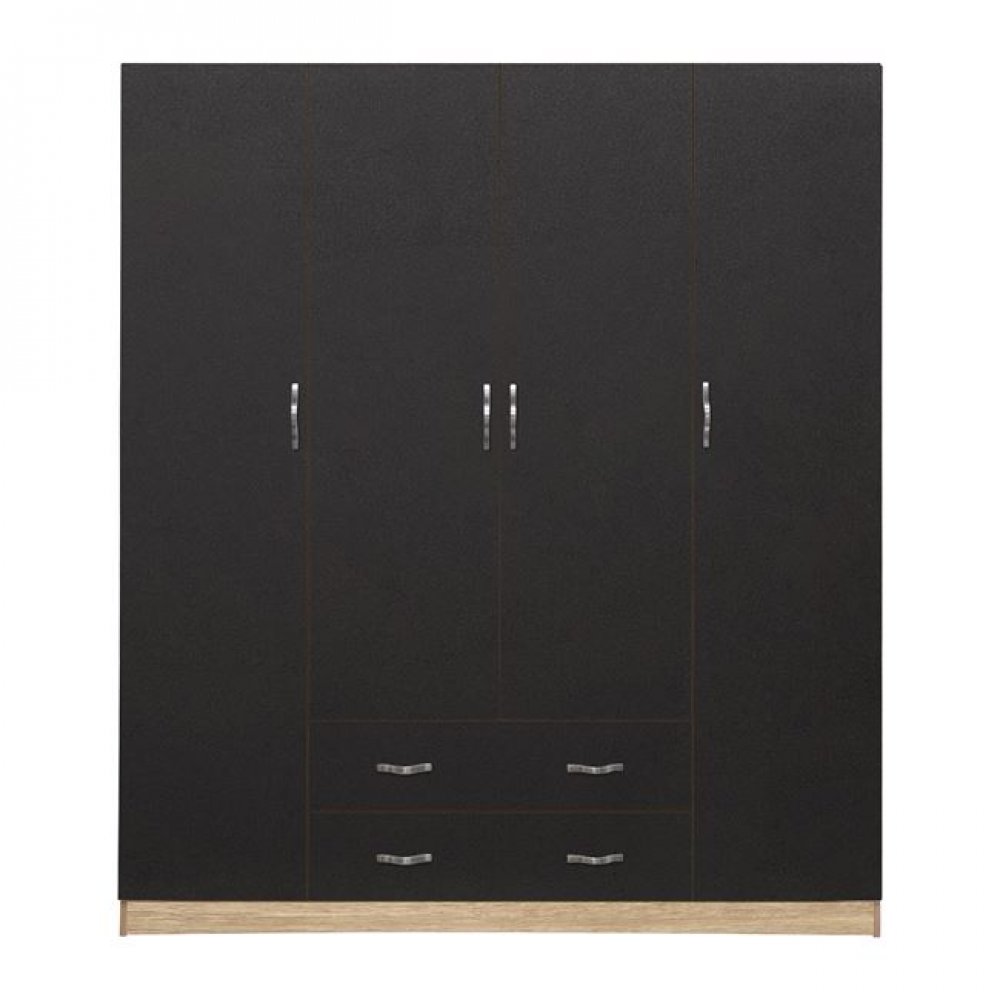 Ντουλάπα τετράφυλλη σε χρώμα σονόμα με γκρι 200x55,5x180