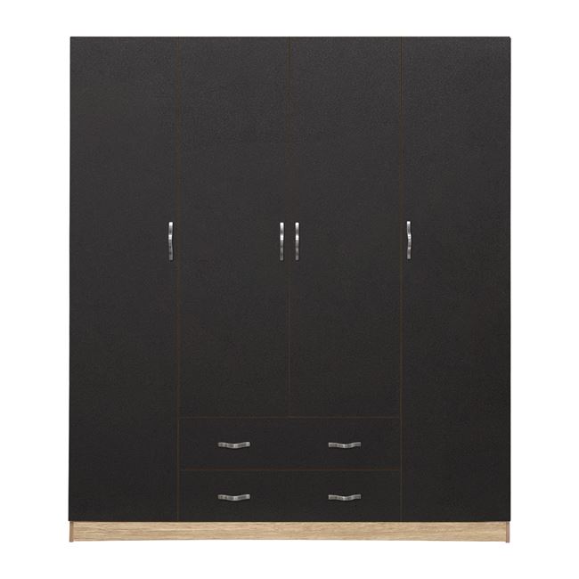 Ντουλάπα τετράφυλλη σε χρώμα σονόμα με γκρι 200x55,5x180