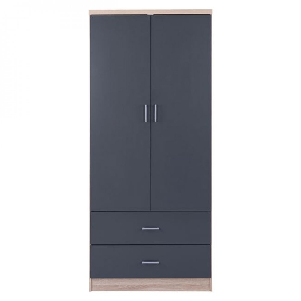 Ντουλάπα δίφυλλη σε χρώμα σονόμα/γκρι 80x42x180