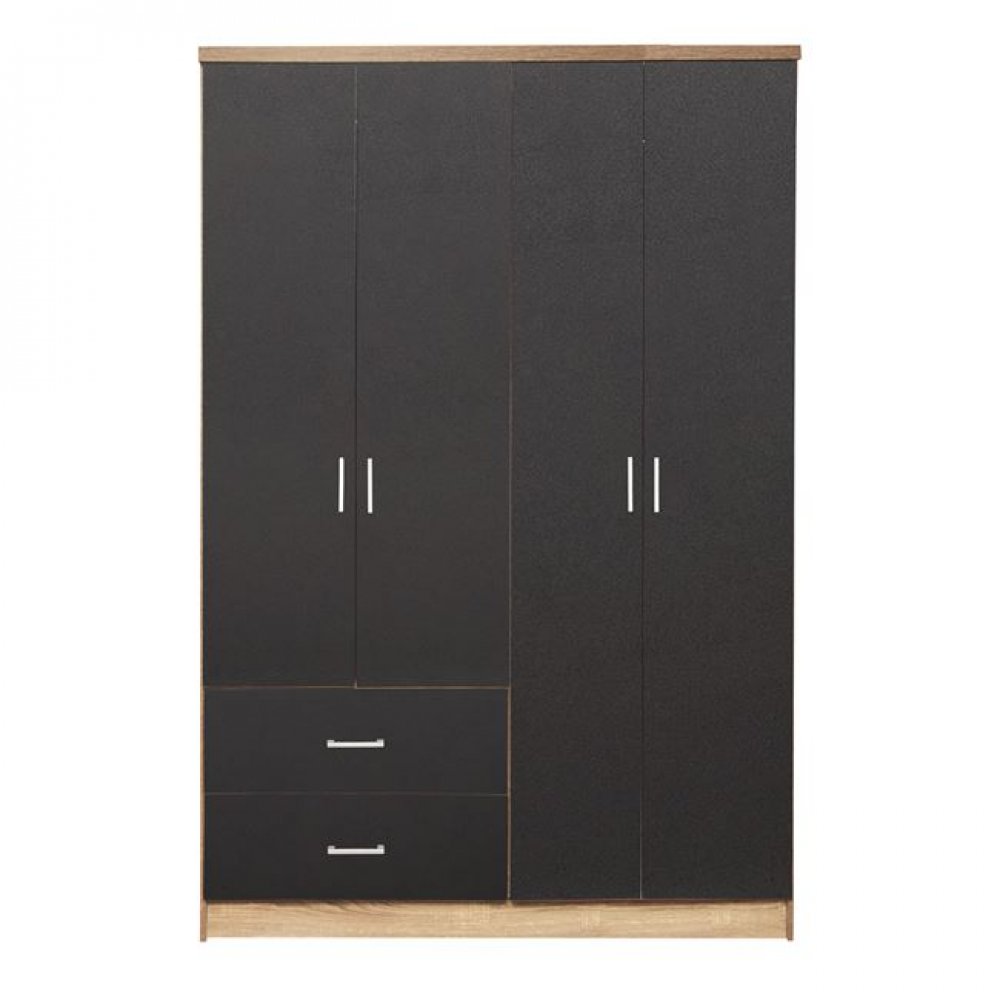 Ντουλάπα τετράφυλλη σε χρώμα σονόμα/γκρι 120x42x181