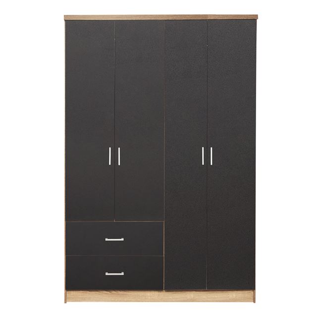 Ντουλάπα τετράφυλλη σε χρώμα σονόμα/γκρι 120x42x181