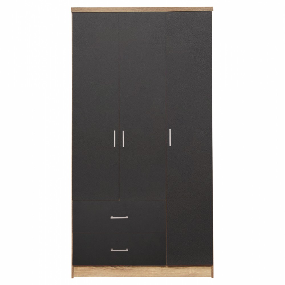 Ντουλάπα τρίφυλλη σε χρώμα σονόμα με γκρι 89x42,5x181