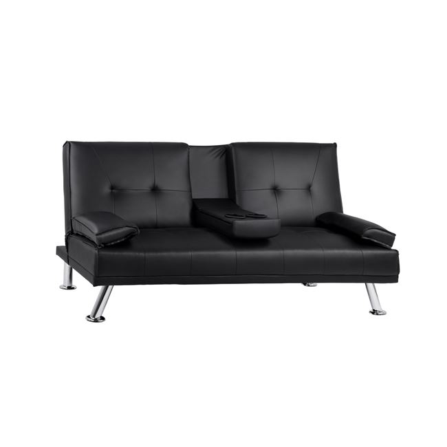 Καναπές κρεβάτι διθέσιος από PU σε χρώμα μαύρο 165x76,5x79