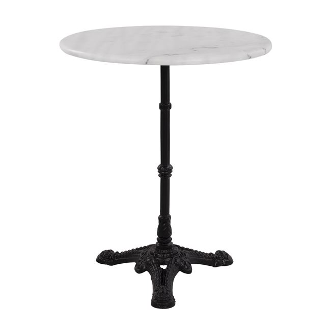 Τραπέζι στρόγγυλο από μαντέμι/μάρμαρο σε χρώμα μαύρο/λευκό Φ60x72