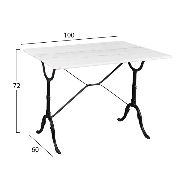 Τραπέζι εξωτερικού χώρου από μαντέμι/μάρμαρο σε χρώμα μαύρο/λευκό 100x60x72