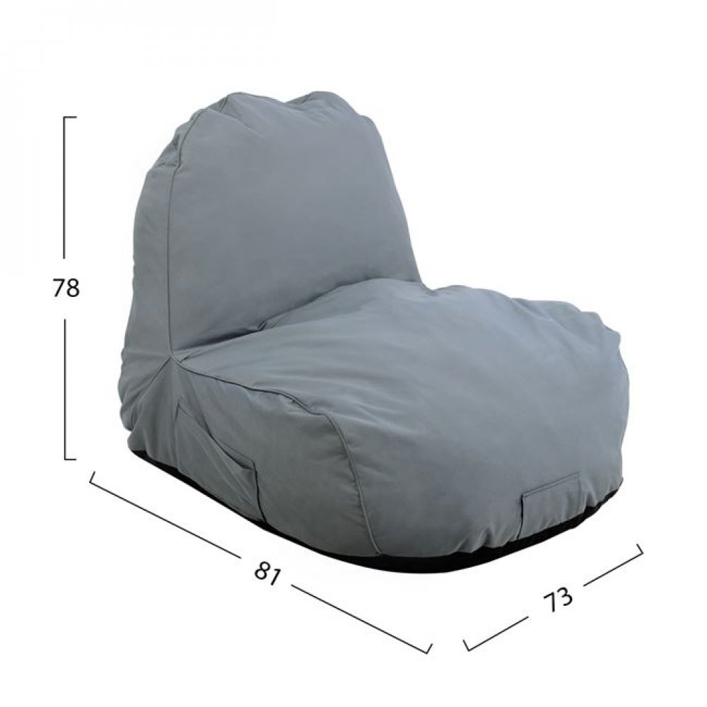 Πουφ "CLOUD" από ύφασμα αδιάβροχο σε χρώμα γκρι 81x78x73