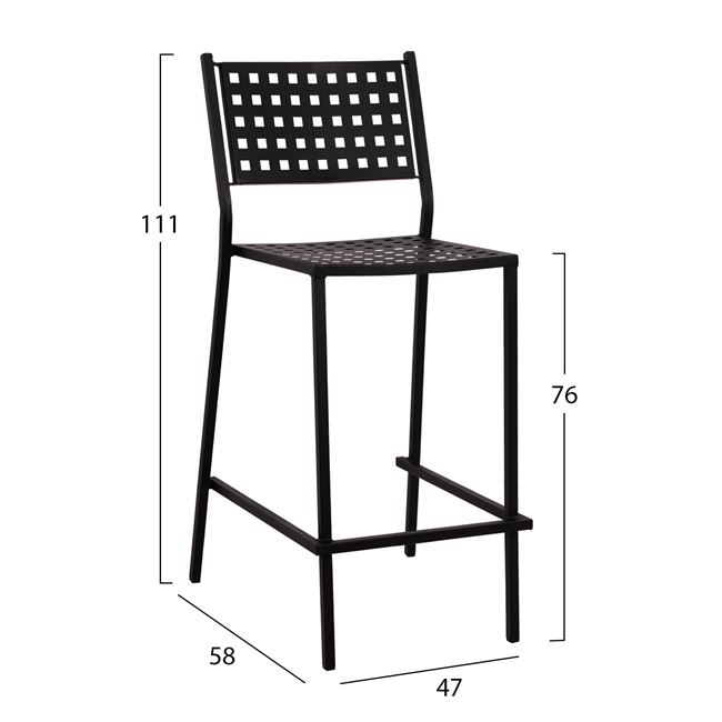 Σκαμπό μπαρ από μέταλλο σε χρώμα μαύρο 47x58x111