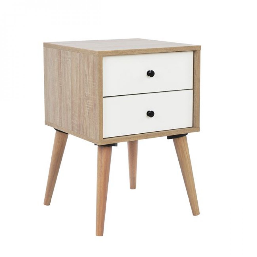 Κομοδίνο "OLIVER" σε χρώμα φυσικό-λευκό 40x40x60