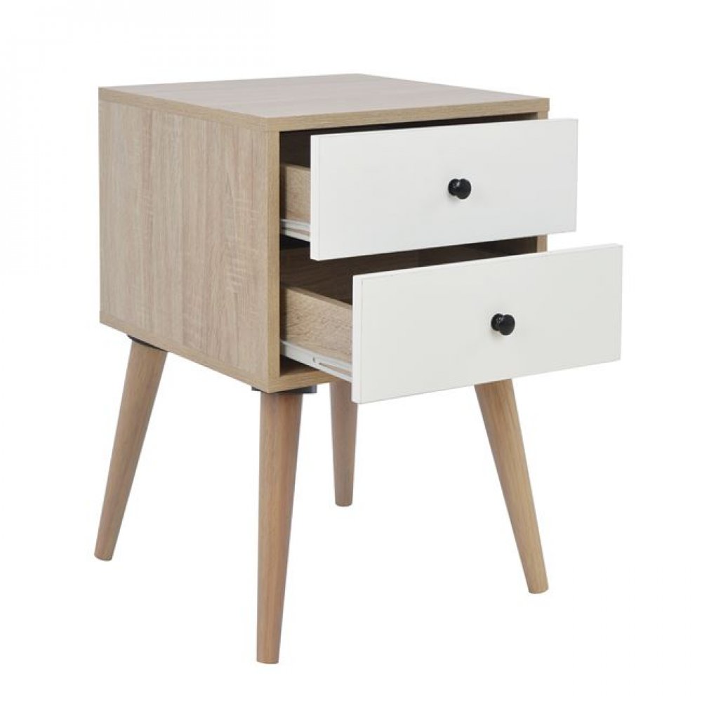 Κομοδίνο "OLIVER" σε χρώμα φυσικό-λευκό 40x40x60