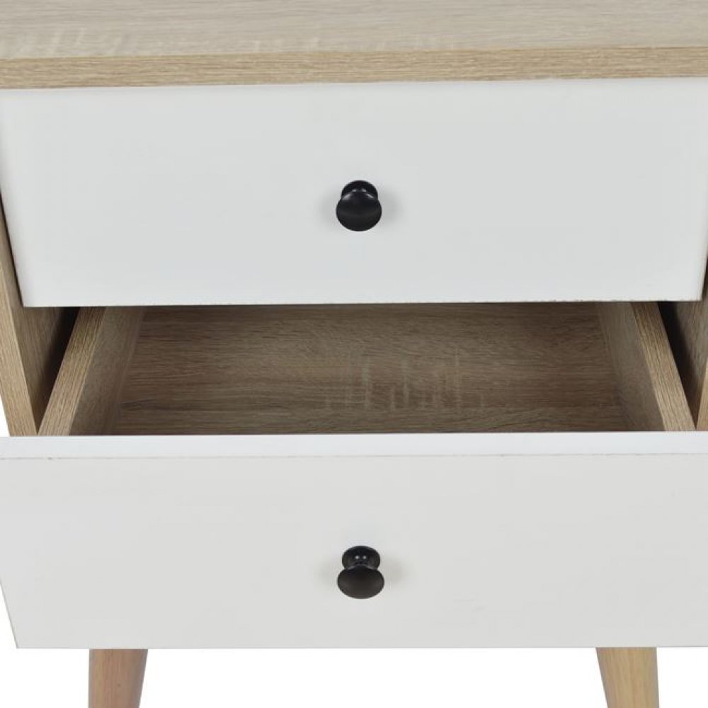 Κομοδίνο "OLIVER" σε χρώμα φυσικό-λευκό 40x40x60