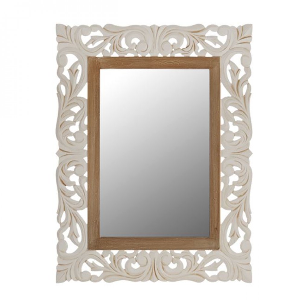 Καθρέπτης "PRIAMO" σε χρώμα εκρού/καφέ πατίνα 60x80