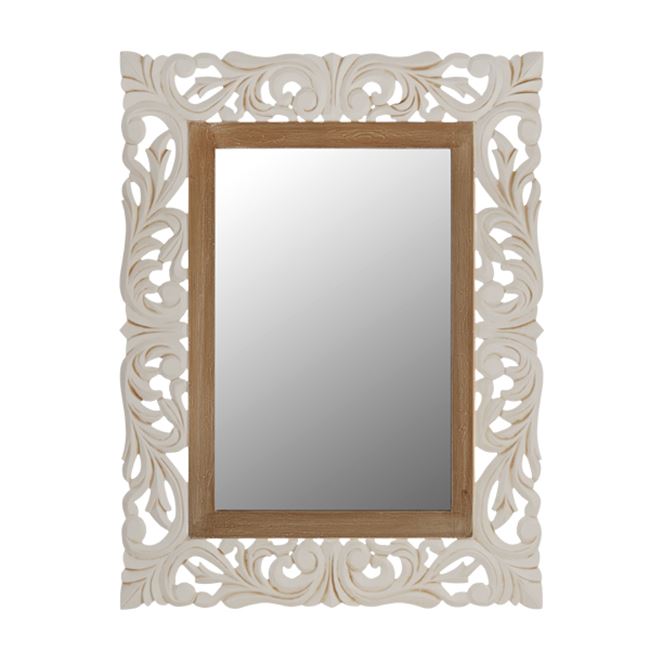 Καθρέπτης "PRIAMO" σε χρώμα εκρού/καφέ πατίνα 60x80