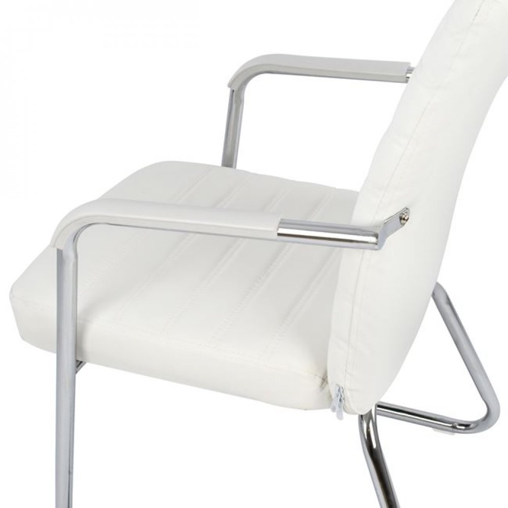 Πολυθρόνα επισκέπτη από pu σε λευκό χρώμα 55,5x67,5x94