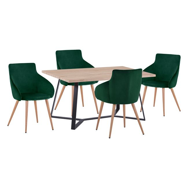 Σετ τραπεζαρίας 5 τεμαχίων από mdf/ύφασμα σε χρώμα σονόμα/κυπαρισσί 160x90x75