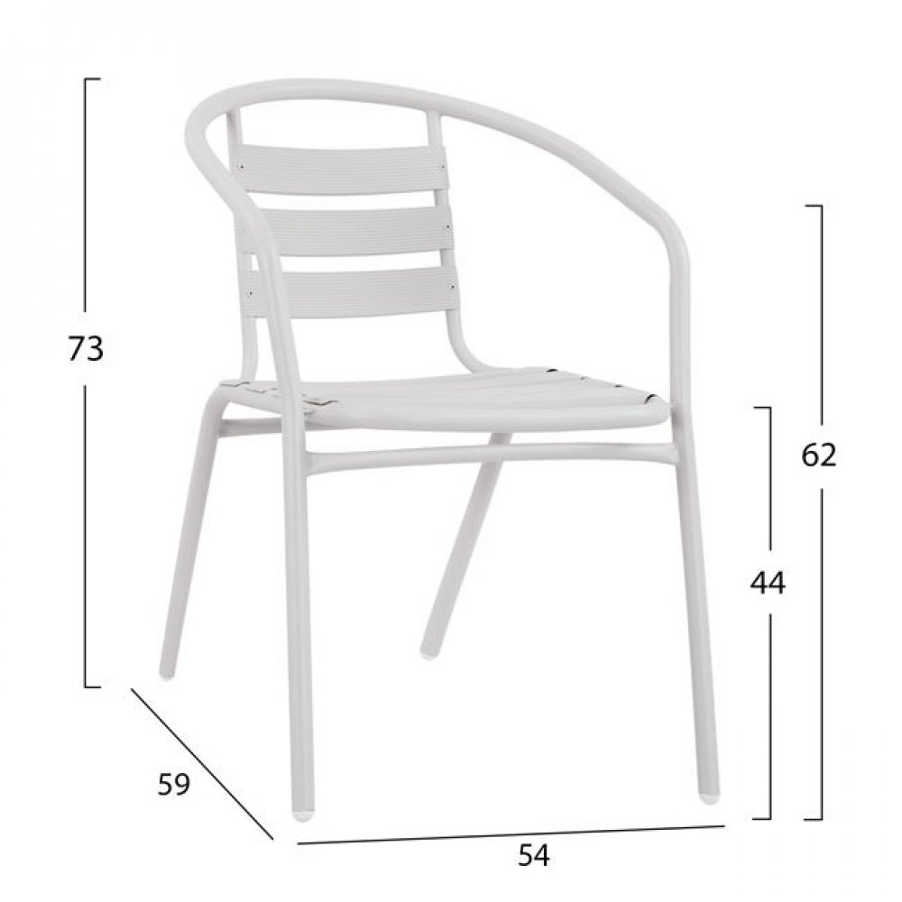 Πολυθρόνα "LAURA" από μέταλλο-αλουμίνιο σε λευκό χρώμα 54x59x73