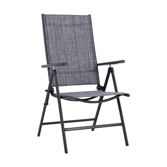 Πολυθρόνα πτυσσόμενη "ZURI" 7 θέσεων από μέταλλο-textilene σε γκρι χρώμα 55x70x103