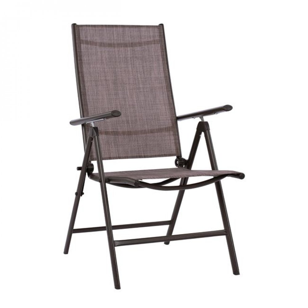 Πολυθρόνα πτυσσόμενη "ZURI" 7 θέσεων από μέταλλο-textilene σε καφέ χρώμα 55x70x103