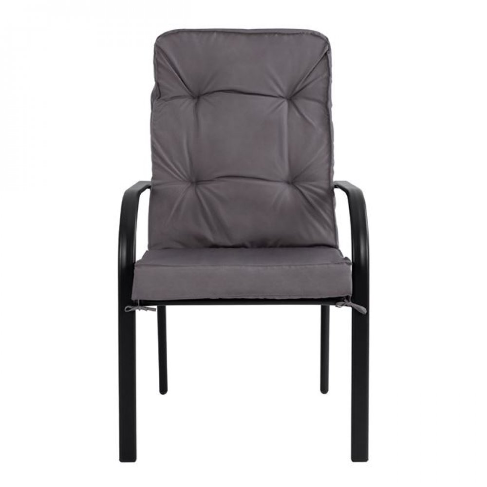 Πολυθρόνα "ENDIKA" μεταλλική με μαξιλάρι σε χρώμα γκρι 60x71x105