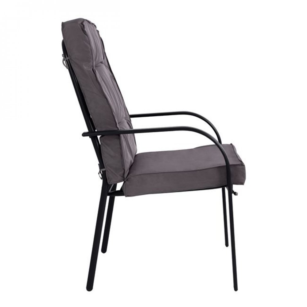 Πολυθρόνα "ENDIKA" μεταλλική με μαξιλάρι σε χρώμα γκρι 60x71x105