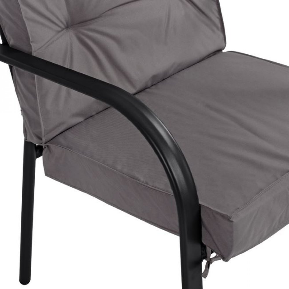 Πολυθρόνα "ENDIKA" μεταλλική με μαξιλάρι σε χρώμα γκρι 60x71x105