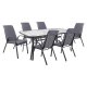 Σετ εξωτερικού χώρου 7τμχ με μαξιλάρια από μέταλλο-textilene σε ανθρακί-γκρι χρώμα 160x90x72