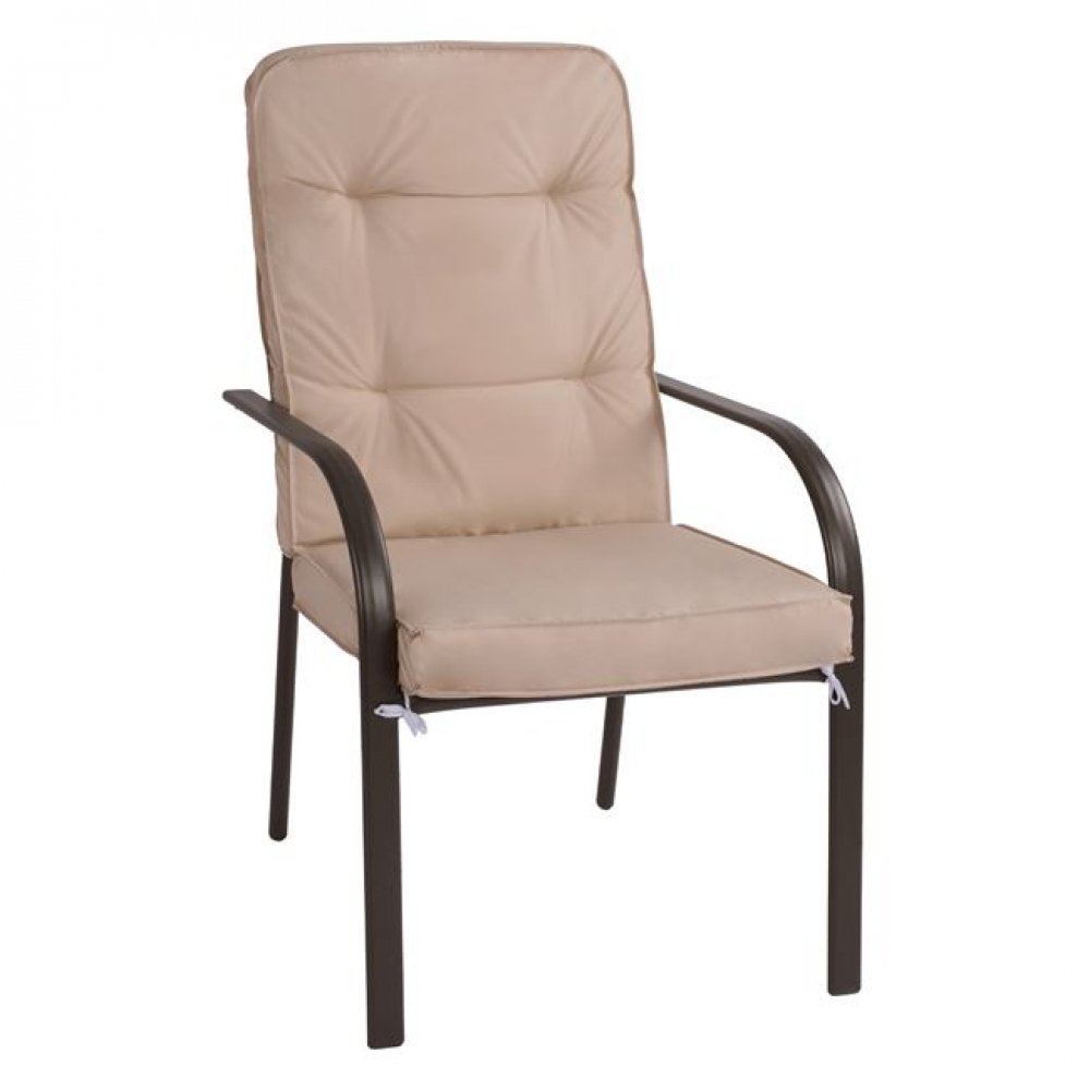 Πολυθρόνα "ENDIKA" μεταλλική με μαξιλάρι σε χρώμα καφέ 60x71x105